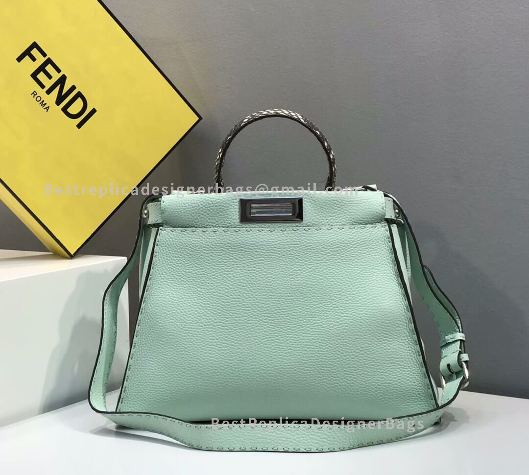 Fendi Peekaboo Iconic Medium Light Green Roman Leather Bag 5290M